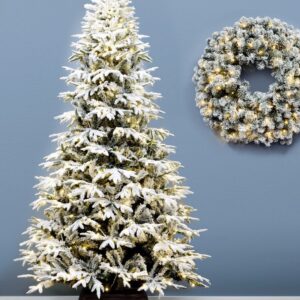 The 12ft Pre-Lit Snowy Alpine Tree Warm White