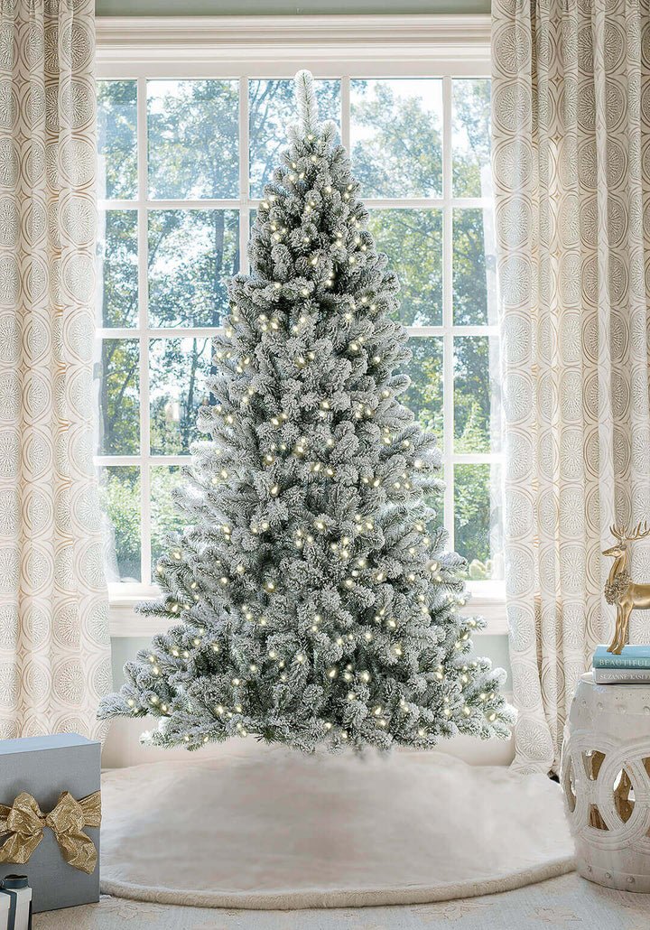 7' Prince Flock® Artificial Christmas Tree with 400 Warm White LED Lights - Image 6