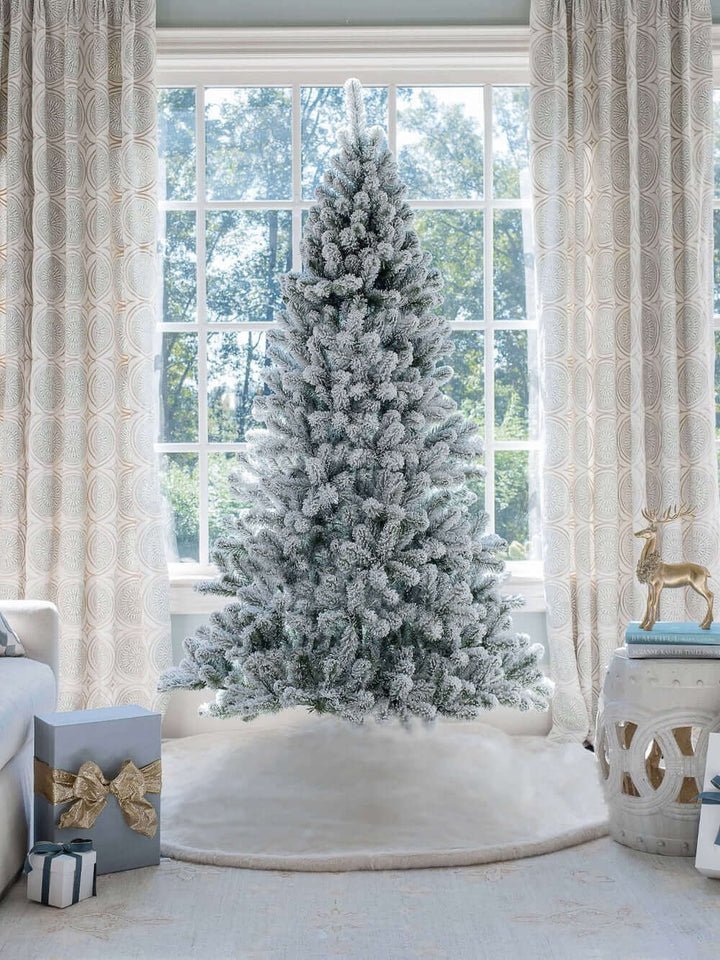 7' Prince Flock® Artificial Christmas Tree with 400 Warm White LED Lights - Image 5