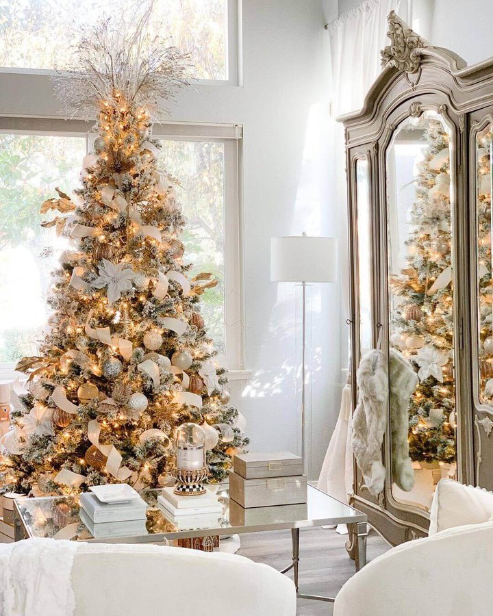 7' Prince Flock® Artificial Christmas Tree with 400 Warm White LED Lights - Image 9