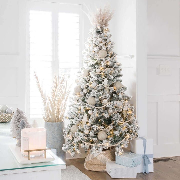 7' Prince Flock® Artificial Christmas Tree with 400 Warm White LED Lights - Image 2