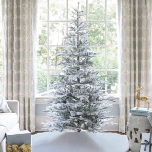 2025/09/1000308656.jpg 7' King Noble Flock Artificial Christmas Tree Unlit
