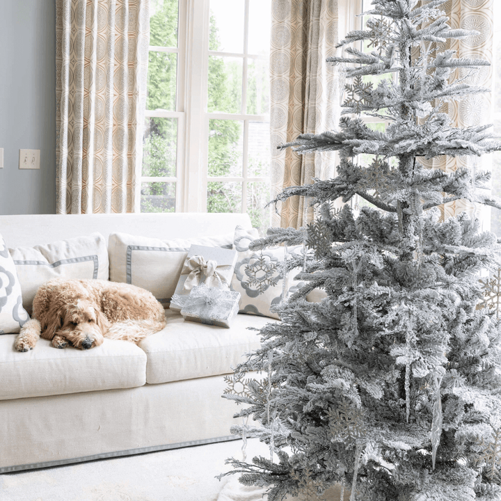 7' King Noble Flock Artificial Christmas Tree Unlit - Image 8