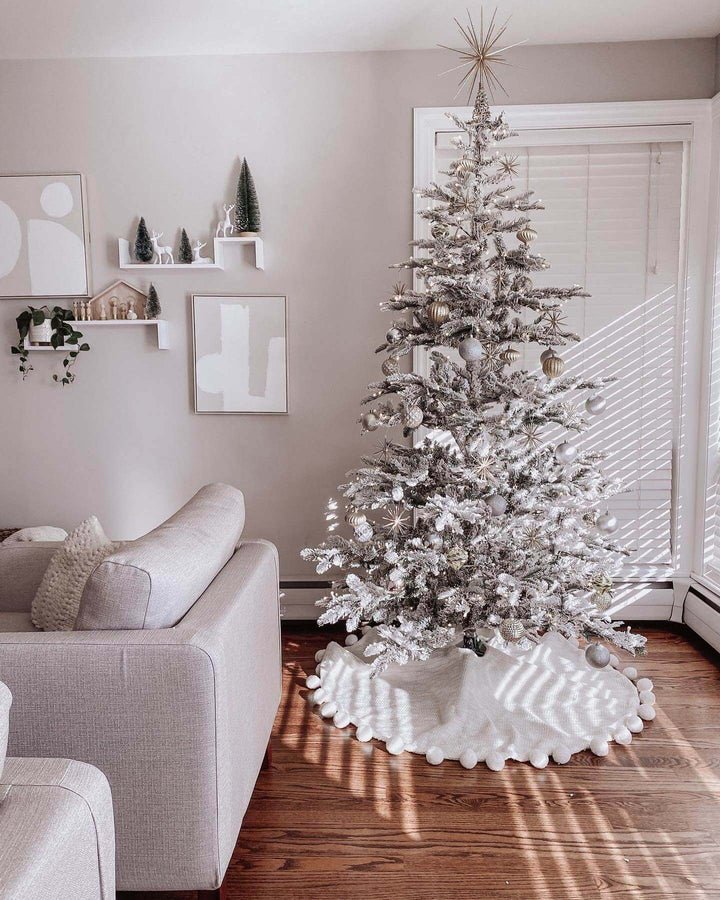 7' King Noble Flock Artificial Christmas Tree Unlit - Image 3