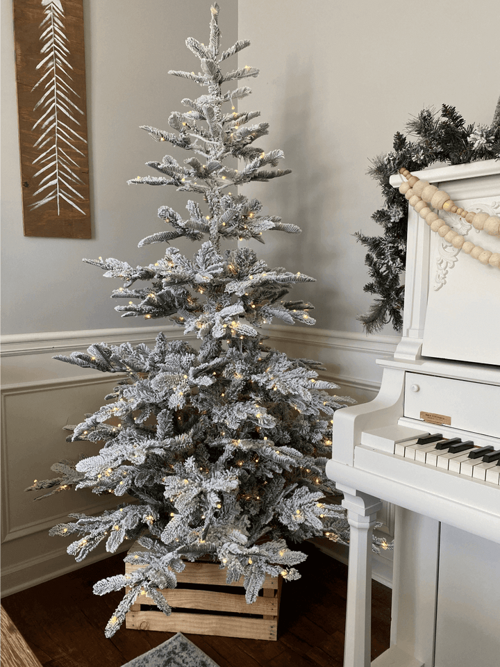 7' King Noble Flock Artificial Christmas Tree Unlit - Image 11