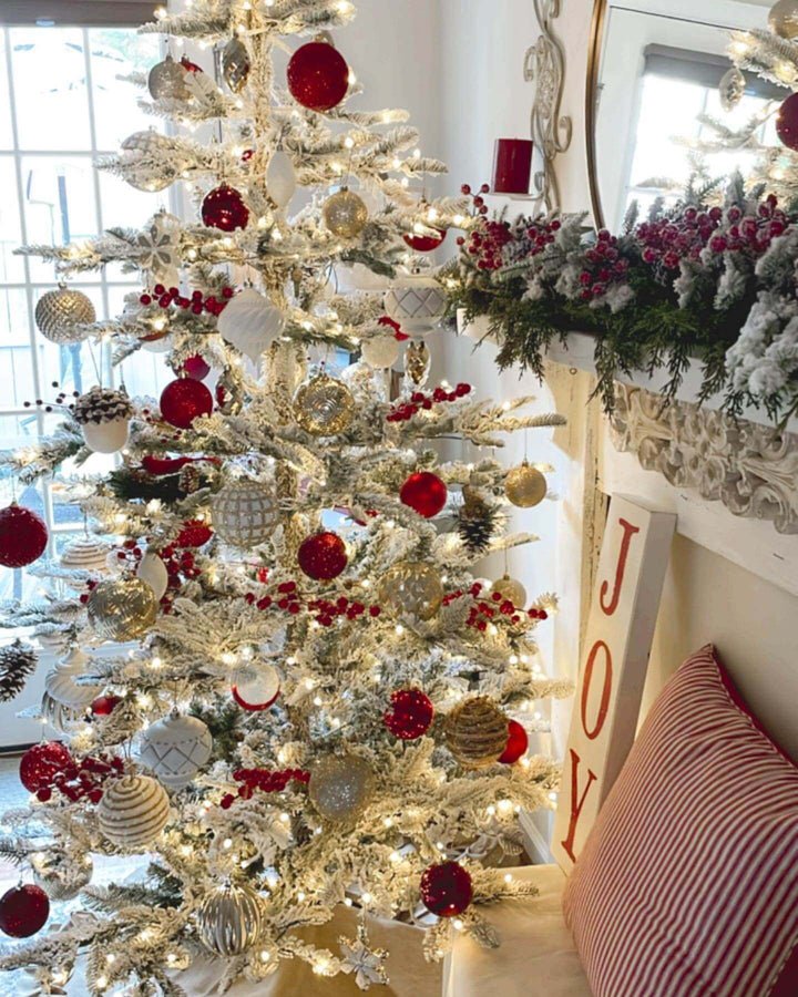 7' King Noble Flock Artificial Christmas Tree Unlit - Image 5